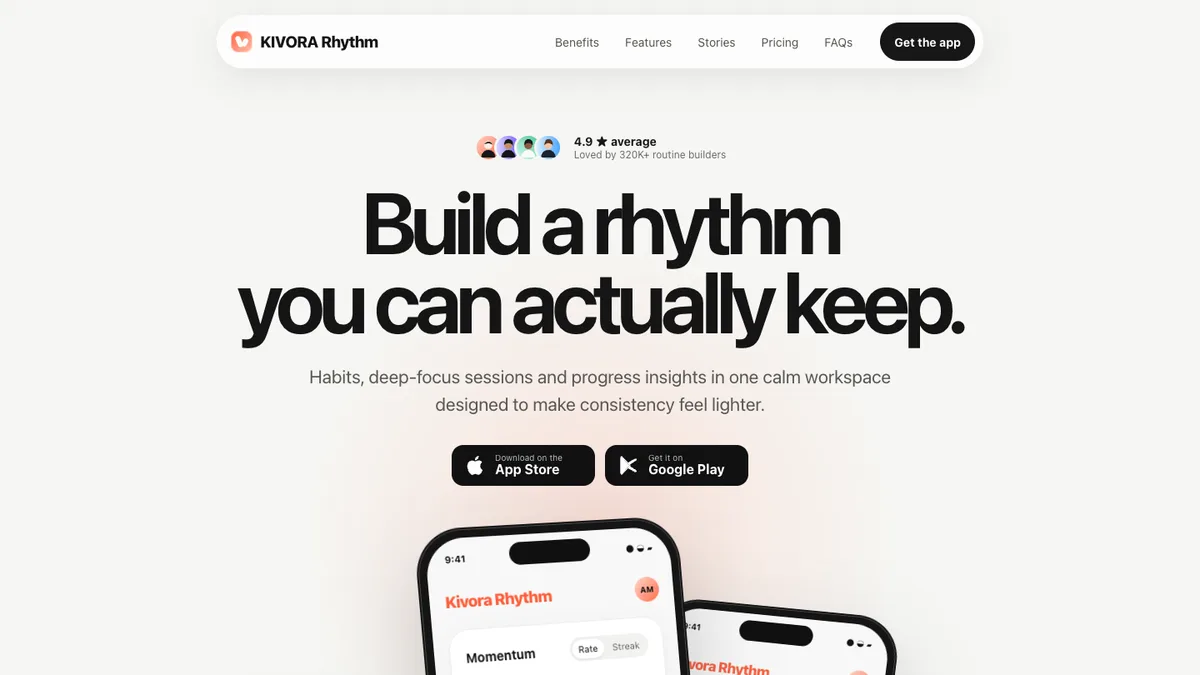 Kivora Rhythm website template preview